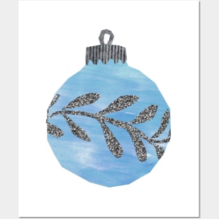 Bauble - Blue leafy Posters and Art